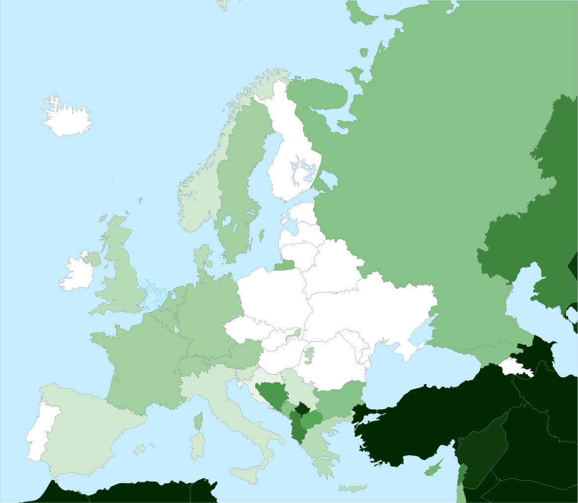 Islam w Europie – mapa